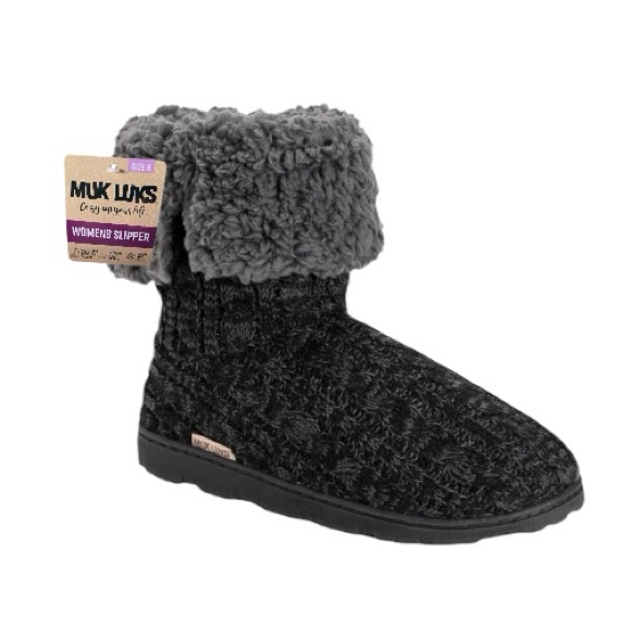 Muk Luks Tall Knit Fold Over Slipper Boots - Picture 7 of 12